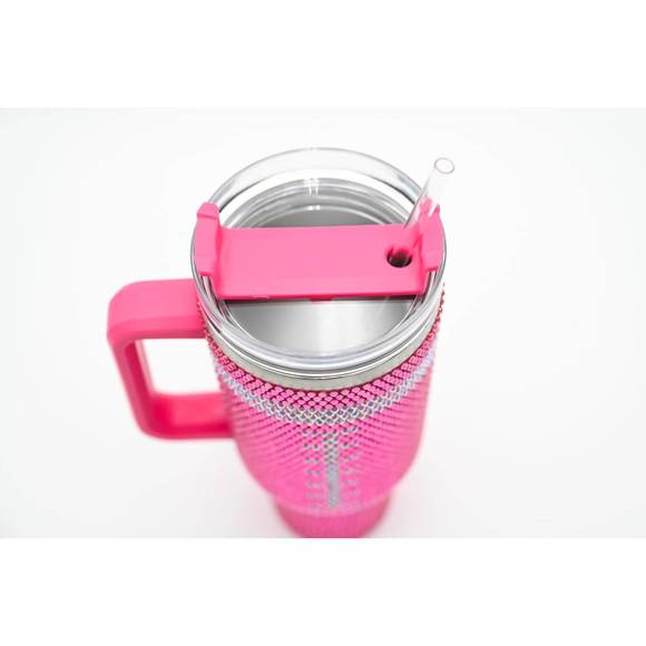 NEW WHITE LABEL bling football tumbler in pink - Picture 2 of 3